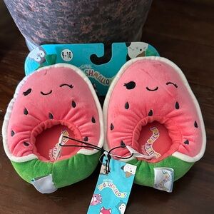 Squishmallows Pink and Green Watermelon Slippers
